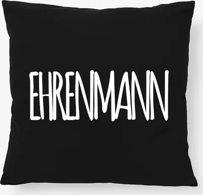 Produktbild von Huuraa Kissen Ehrenmann Jugendwort 40x40cm mit Füllung Black Baumwolle Dekokissen Geschenkidee