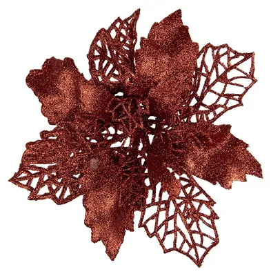 Image de Clayre & Eef Plante artificielle Étoile de Noël Ø 22x5 cm Rouge Plastique