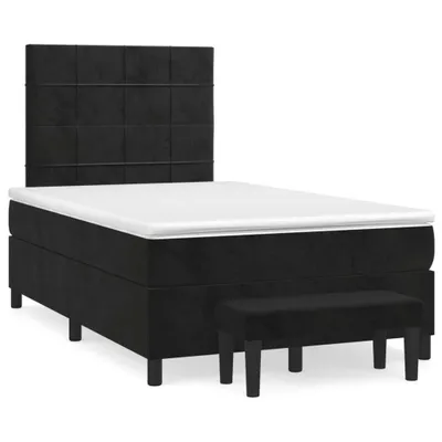 Zdjęcie produktu dla vidaXL Łóżko sprężynowe z materacem czarne 120x200 cm aksamitne