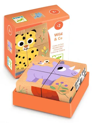 Immagine prodotto di Puzzle in cubi di legno Animali selvatici, Djeco