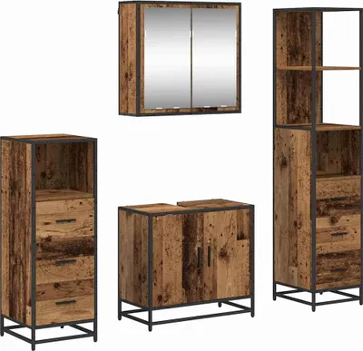 Productafbeelding van vidaXL Badkameraccessoireset, 4 stuks, gerecycled hout, houtvezel