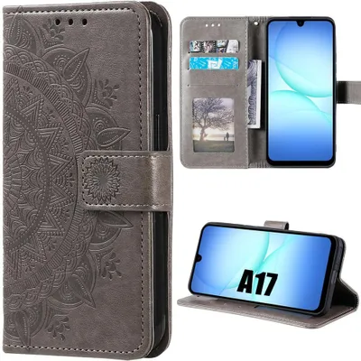 Image de Coque pour Samsung Galaxy A17 4G/5G, Anti-Rayures Protection 360 Degré Effet Cuir Marron Motif Mandala