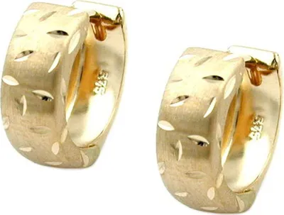 Produktbild von Creole Ohrring 12x5mm Klappscharnier mattiert diamantiert 9Kt GOLD gold 12x5mm
