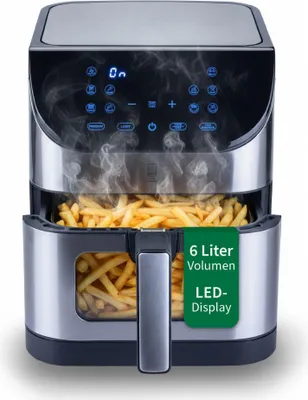 Produktbild von Chefkoch trifft Fackelmann Heißluftfritteuse  6 Liter Kapazität, 10 Kochprogramme, Touchscreen, Antihaftbeschichtung