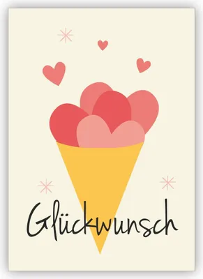 Produktbild von Schöne Glückwunschkarte zum Geburtstag, Examen, Abitur oder Einschulung mit einer Tüte voll Herzen: Glückwunsch