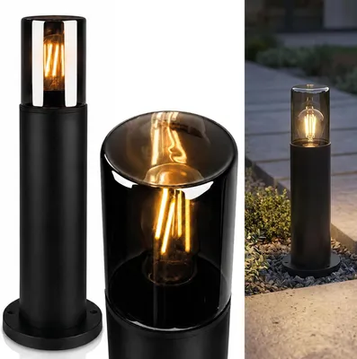 Obrázok produktu pre LUMILED, vonkajšie svietidlo, stĺpikové svietidlo, dymové sklo, 40 cm, IP54, odolné proti striekajúcej vode, pätica E27, max. 13W, vonkajšie stojace svietidlo, stojaca lampa, vonkajšie svietidlo, vonkajšie osvetlenie, záhradné svietidlo, lampa na chodník, vonkajšie stojace svietidlo