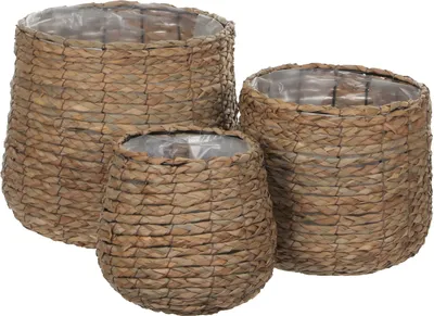 Produktbild von Mica Decorations Avalon Pflanzenkorb - 3er-Set - H31 x Ø30 cm - Seegras - Hellbraun