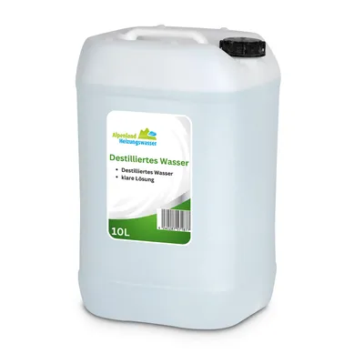 Produktbild von Alpenland Destilliertes Wasser | 10L Kanister | Destilliertes Wasser unsteril für Medizinische Zwecke, Labor, Aquaristik, Bügeleisen, CPAP-Geräte
