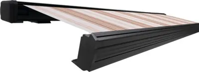 Produktbild von SOLUNA Kassettenmarkise Exquisit 3,5x3 Stoff Dessin 6171 Gestell DB703 dunkelgrau ink. Motor und Wandschalter links