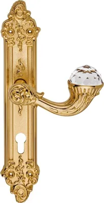 Produktbild von Casa Padrino Luxus Jugendstil Türgriff mit Platte und Swarovski Kristallglas Gold 15,5 x H. 33,5 cm - Hotel Accessoires B!