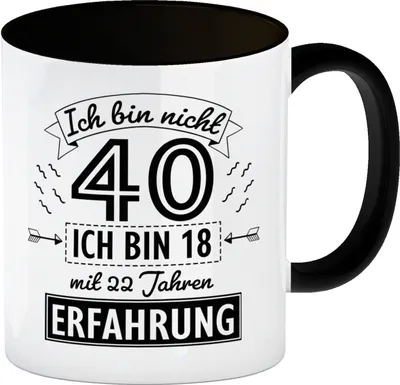 Produktbild von Witziger Kaffeebecher Schwarz für den 40. Geburtstag mit Motiv: Erfahrung