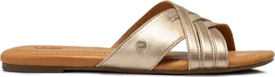Produktbild von UGG Damen Sandalen aus Echtleder, Modell 1142712GLDM, Gold, mit wärmegeprägtem Logo
