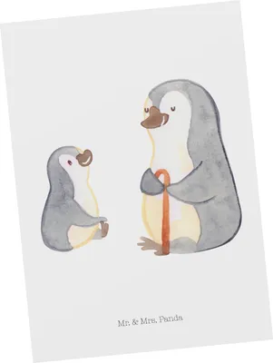 Produktbild von Mr. & Mrs. Panda Grußkarte Pinguin Opa Enkel - Weiß - Geschenk, Ansichtskarte, Opi, für, Muttertag, Postkarte, bildkarte, Ansichtskarten, Postkarten
