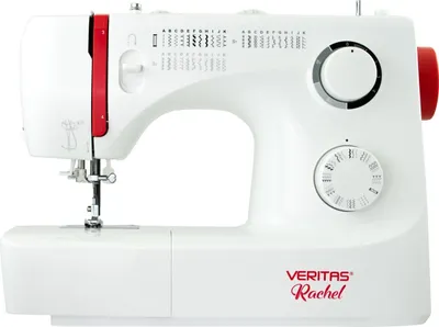 A white Veritas Rachel mechanical sewing machine is shown against a white background.