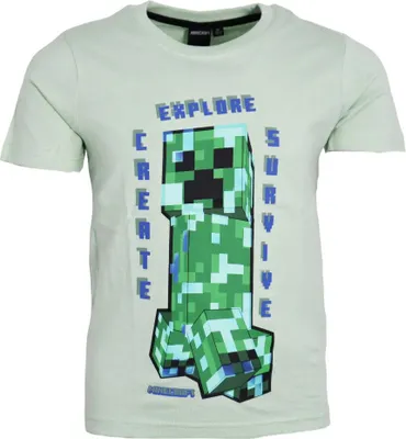 Produktbild von Minecraft Gamer Creeper Kinder kurzarm T-Shirt – Grün / 116
