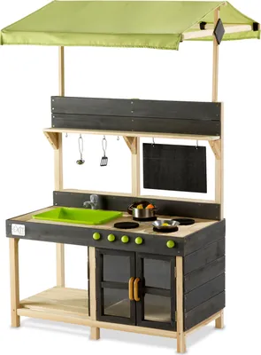 Immagine prodotto di EXIT Outdoor Yummy 300 cucina da gioco con tetto in legno naturale - per bambini da 2 a 10 anni, 164 cm x 1020 mm x 550 mm