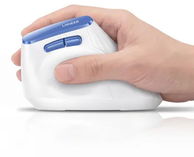 Obrázek produktu pro Bezdrátová ergonomická myš, Bluetooth pro připojení k více zařízením, 4 nastavitelné úrovně DPI, modrá a bílá barva
