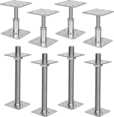 Produktbild von Vigevee 4er Set Pfostenträger höhenverstellbar 30–250 mm aus Stahl mit Schrauben Silber
