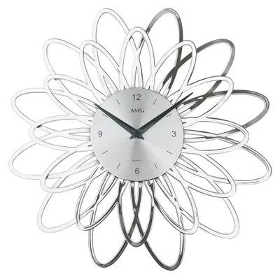 Produktbild von AMS W9362 Wanduhr mit floralem Design und Kunststoffgehäuse