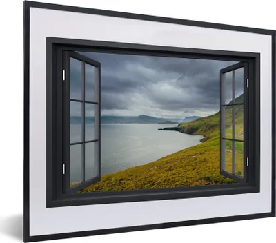 Produktbild von MuchoWow® MuchoWow® Gerahmtes Poster Aussicht - Natur - See 40x30 cm - Poster mit zchwarzem Bilderrahmen - Bilderrahmen - Poster im Rahmen