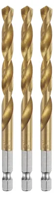 3er-Set Spiralbohrer 7 mm, Sechskantschaft, titanbeschichtet