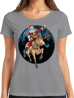 Produktbild von Weihnachtsmann Bier Rentier - Weihnachten Weihnachtsgeschenk Christmas Damen T-Shirt, Grau, XL