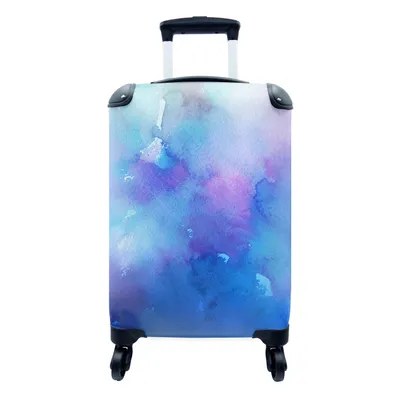 Produktbild von MuchoWow® Koffer Handgepäck Trolley Rollkoffer Kleine Reisekoffer mit 4 Rollen - Aquarell - Abstrakt - Blau - Cabin Size < 55x40x23 cm & 55x40x20 cm - Fotokoffer - Kabinenkoffer - Boardgepäck - Reise-Box - Reisekoffer - Reisegepäck - Koffer mit Bild - Trolley für Kinder