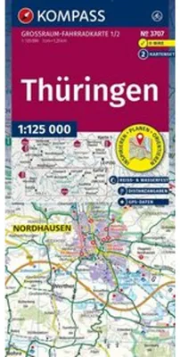 Image de Carte de vélo KOMPASS, région de Thuringe, échelle 1:125.000
