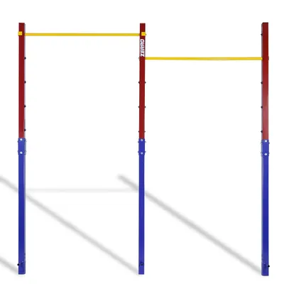 Produktbild von CCLIFE Reckstange Outdoor Turnreck doppelte Turnstange höhenverstellbar bis 150 kg Rot-Blau