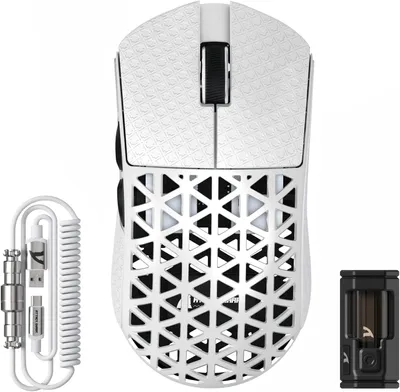 Produktbild von R5 Ultra Carbonfaser Gaming-Maus, 39g Superlight, 8000Hz Kabellose, PAW3950MAX-Sensor, Nordic 52840 MCU, Bluetooth/2.4G/Kabelgebundene,mit Spiralkabel