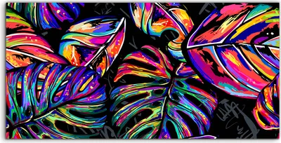 Produktbild von Coloray Acrylbild 120x60  Wandbild Acrylbilder Mehrfarbige tropische Blätter Natur