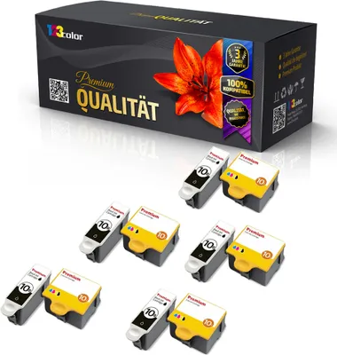 Produktbild von 10x Kompatible Tintenpatronen für Kodak ESP3 ESP3200 ESP3200 Series ESP3250 ESP5 ESP5200 Series ESP5210 8955916 NO10 8955916 NO 10 Black Cyan Magenta Yellow - Color Office Serie