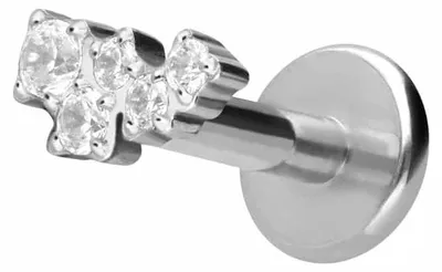 Produktbild von Ohrpiercing, Nasenpiercing Titan Labret mit Push Fit KRISTALLWOLKE Silber Stablänge: 6mm | Stabstärke: 1,2mm
