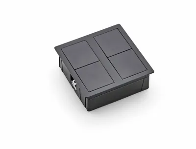 Produktbild von PLAZA 2 Steckdosenelement MATTSCHWARZ - Schuko 2-fach mit Schiebedeckel / Steckdosen