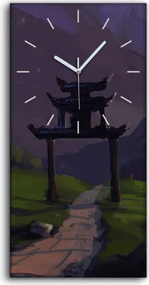 Produktbild von Wanduhr Uhr Wandbild Leinwand Geräuschlos 30x60 Gemälde China Stadt Berg - weiße Hände
