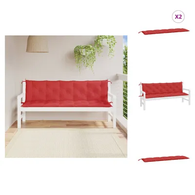 Immagine prodotto di vidaXL Cuscini per panca da giardino 2 pz. Tessuto Oxford rosso 180x50x7 cm - Cuscino di seduta