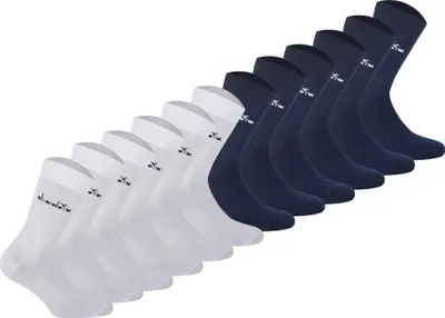 Produktbild von Diadora Uni Socken, 12er Pack - Sportsocken, Baumwolle, Logo, einfarbig Weiß/Dunkelblau 43-46