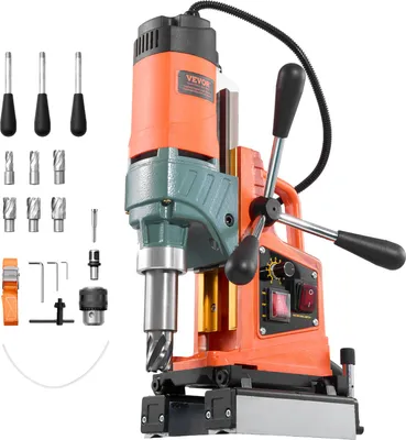 Produktbild von VEVOR Magnetbohrmaschine 1400 W 50 mm Bohrdurchmesser umkehrbare Richtung, Magnetbohrer mit 6 Kernbohrern für Metalloberflächen, elektrische Kernbohrmaschine für Industrie Heimwerker Orange