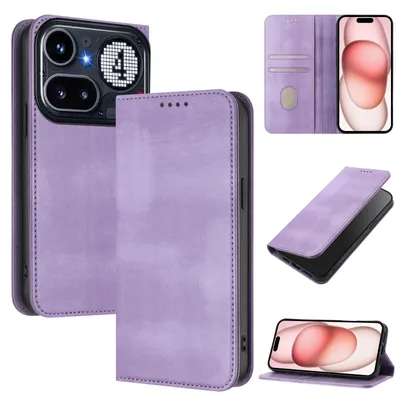 Produktbild von Handyhülle für Nothing Phone 4A Pro, Vintage Leder RFID Schutz Kartenfach Standfunktion Magnetische Klapphülle Violett