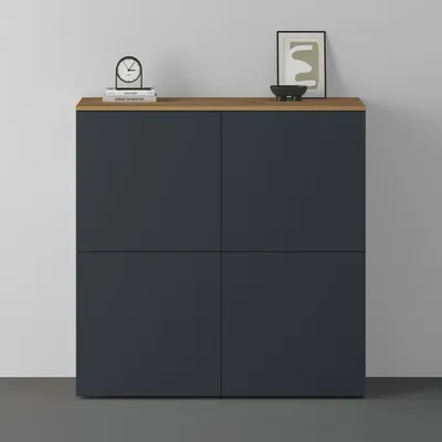 Produktbild von doporro Sideboard Kommode 100 cm in Kerneiche und Anthrazit Matt Aufbewahrungsschrank Bodenstehend für Ihren Wohnbereich Viel Stauraum Schrank 04