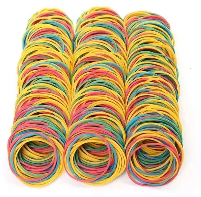 Produktbild von Gummibänder - Elastische Gummiringe - Dehnbar - Für Schule, Büro und Haushalt - 50 g - Mehrfarbig
