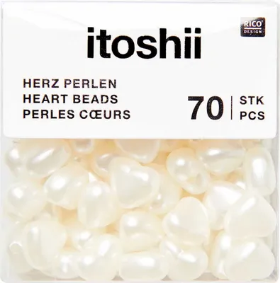 Produktbild von itoshii Perlen, Herzen, 70 Stück Offwhite