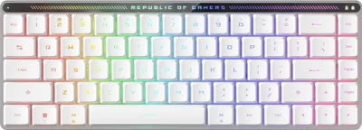 Produktbild von ASUS ROG Falchion RX Low Profile, 65%, Verkabelt & Kabellos, USB + RF Wireless + Bluetooth, Optischer Schlüsselschalter, RGB-LED, Weiß