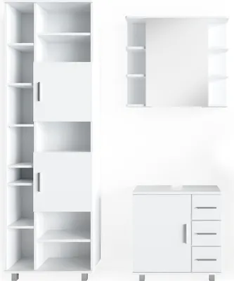 Produktbild von Badmöbel-Set Vicco Ilias Weiß 3 Teile, mit Unterschrank 60 cm, Model 31056