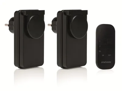 Produktbild von Smartwares SH4-99650 Außenschalter-Set, Draußen, Schwarz, 30 m, 3 Kanäle, IP44, Smarthome Basic