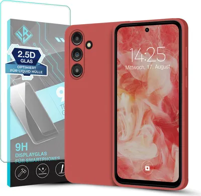 Produktbild von Hülle für Samsung Galaxy S23+ mit 9H Displayglas Displayschutz Plus Case Cover Bumper Silikon Softgrip Schutzhülle Farbe: Rot