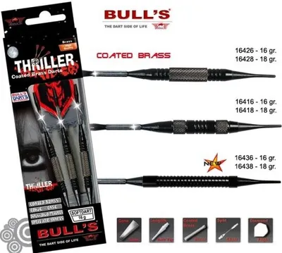 Produktbild von Bull's Thriller Softdart pulverbeschichteter Brass Dart Soft - Dartpfeile, Gewicht:16428 - 18 g