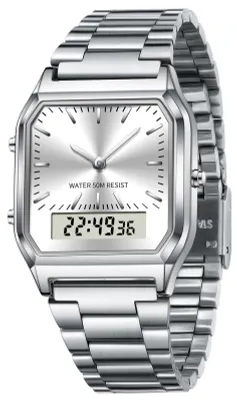 Productafbeelding van Dameshorloge, klassiek design, analoog, quartz uurwerk, met polsband van roestvrij staal
