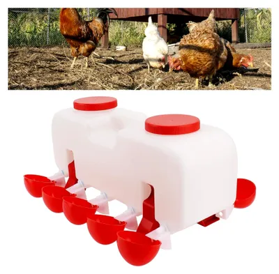 Produktbild von Automatische Hühnertränke, 10L Halbautomatische Geflügeltränke mit 4 Tränkebecken für Hühner, Enten und Gänse