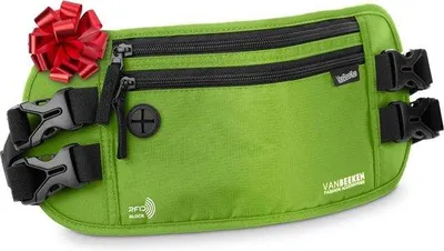 Zdjęcie produktu dla Pasek na pieniądze Famanu, uniwersalny, z ochroną RFID - zielony